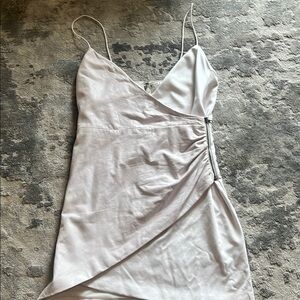 Alice + Olivia White Asymmetrical Ruched Mini Dress